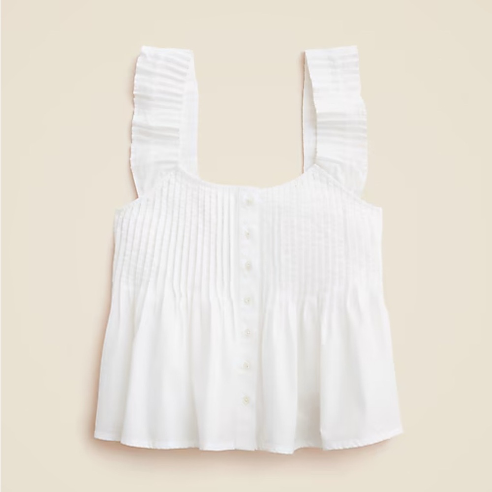J. Crew White Ruffled Blouse